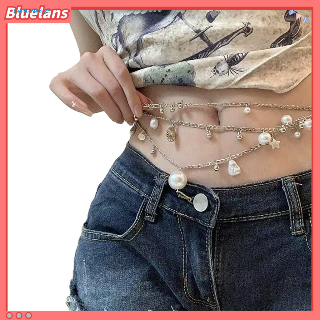Waist Chain for Women Hip-hop Women’s Multi-layer Faux Pearls Tassel Belt Stylish Adjustable Accessory for Jeans Skirt
