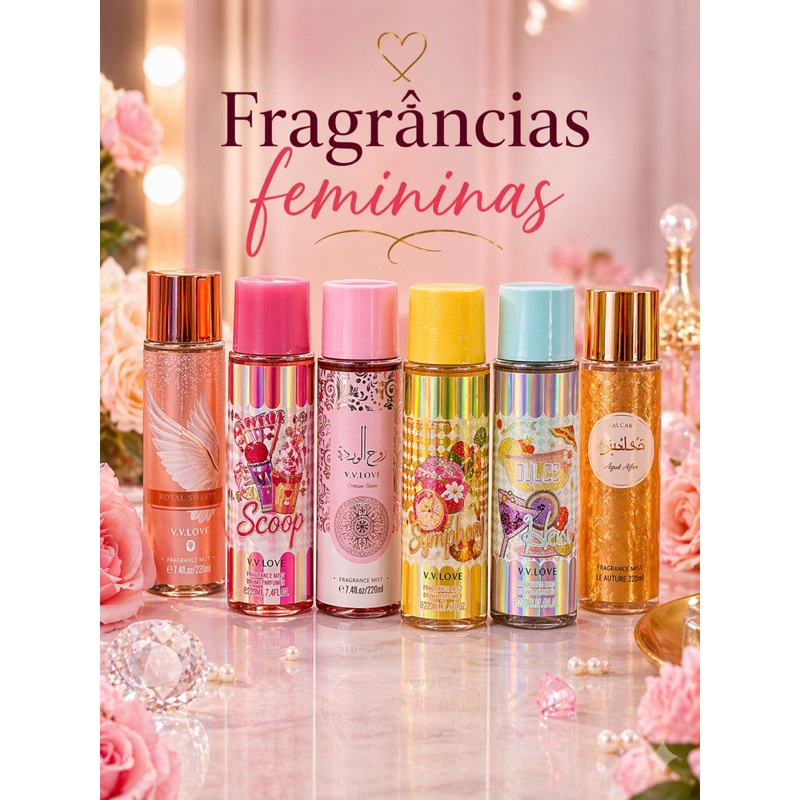 Body splash árabe Feminino Fragrance mist brume parfumée Spray 250ml - Yara Cand, Yara Pink, Eclaire
