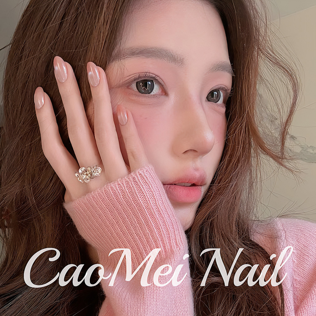 [Pink Mist Star Yi] Pó de pêssego Olho de gato Gradiente Manicure Produto acabado Feito à mão usando unhas Unhas falsas