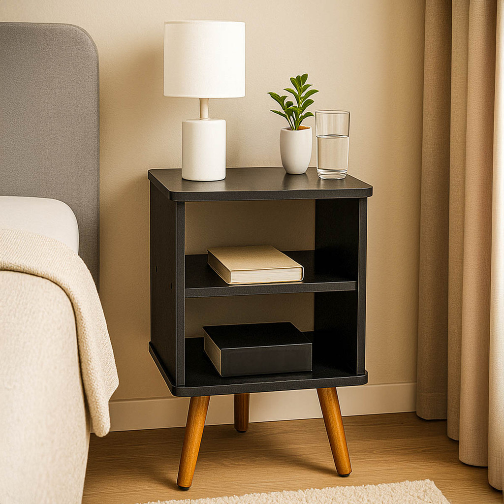 Mesa de Cabeceira 57 com Pés Palito Tripé Decoração Quarto Livros Celular Decorativo