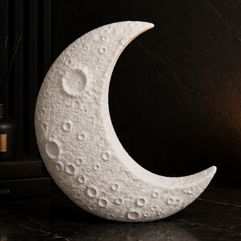 Lua Enfeite Decorativo Minimalista Branco Para Mesa De Cabeceira Quarto Sala Aparador Estante Nicho Presente