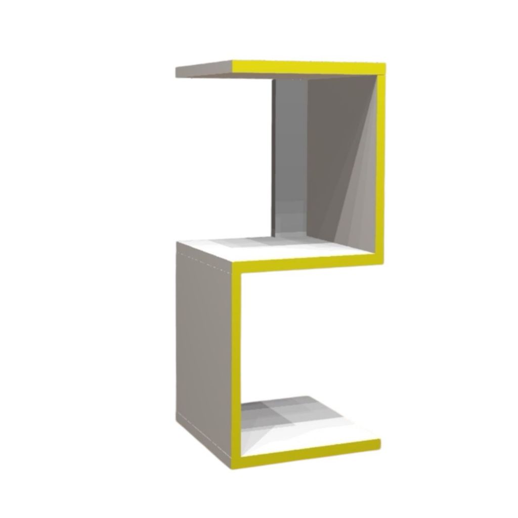 Aparador Para Quarto Decorativo Com Fita De Borda Amarela Mesa de Cabeceira