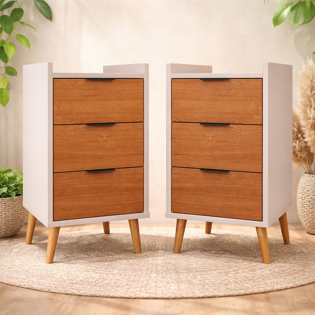 Mesa De Cabeceira Retrô Mesinha Decorativa Quarto Casal - Toni Com Gavetas - Lojas K7 Plus Decoração