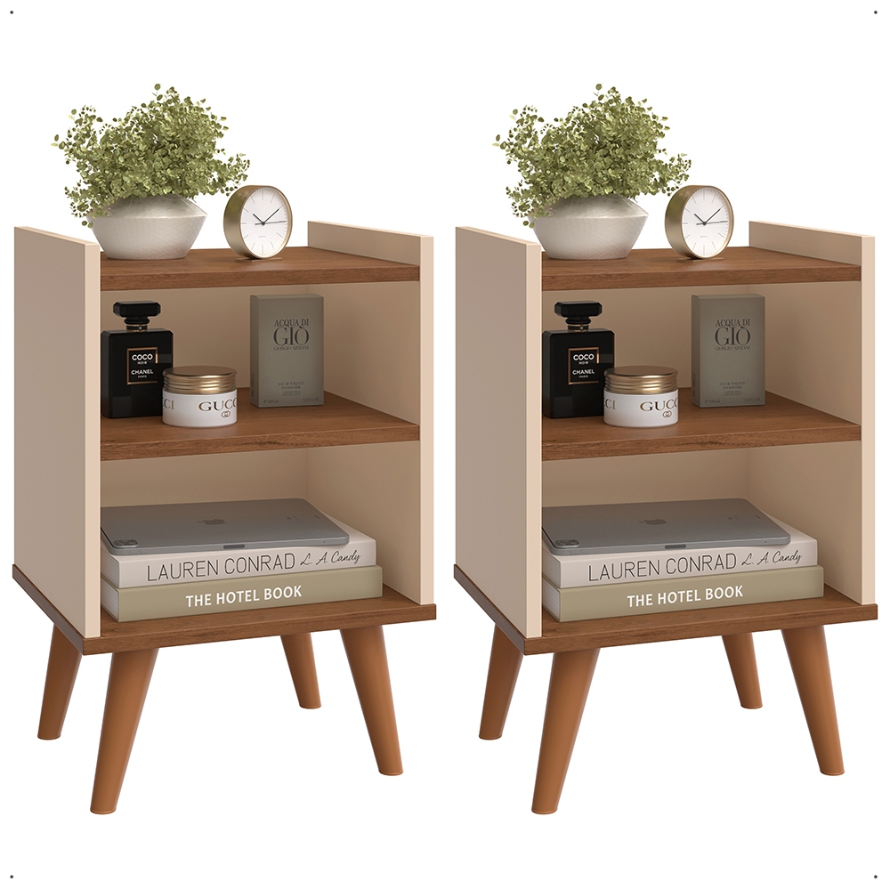 Kit Com 2 Mesas De Cabeceira Com Nicho Organizador - Lisboa - Lojas GB