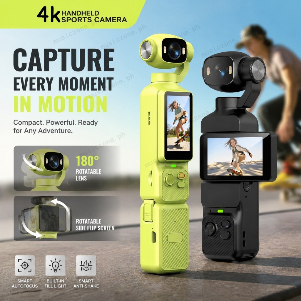 Câmera Anti-Vibração 4K Vlogging Mini Pocket Action Cam Esportiva De Rotação Livre Em Vários Ângulos E Com Estojo De Car