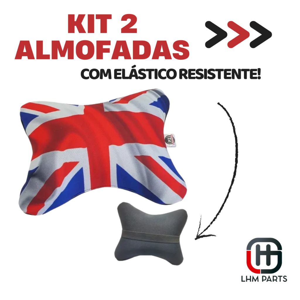 Kit 2 Almofadas de Encosto Para Carro Banco Viagem Travesseiro Com Elástico Apoio Cervical de Pescoço Cabeça Automotivo