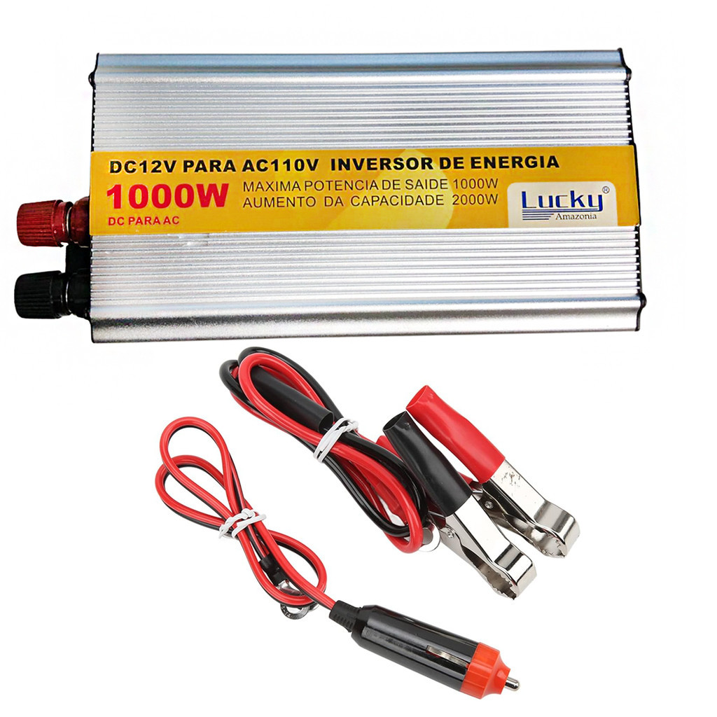 Inversor De Energia Tensão Onda Modificada 12v Para 110V 1000w e 12v/220v Carro Viagens