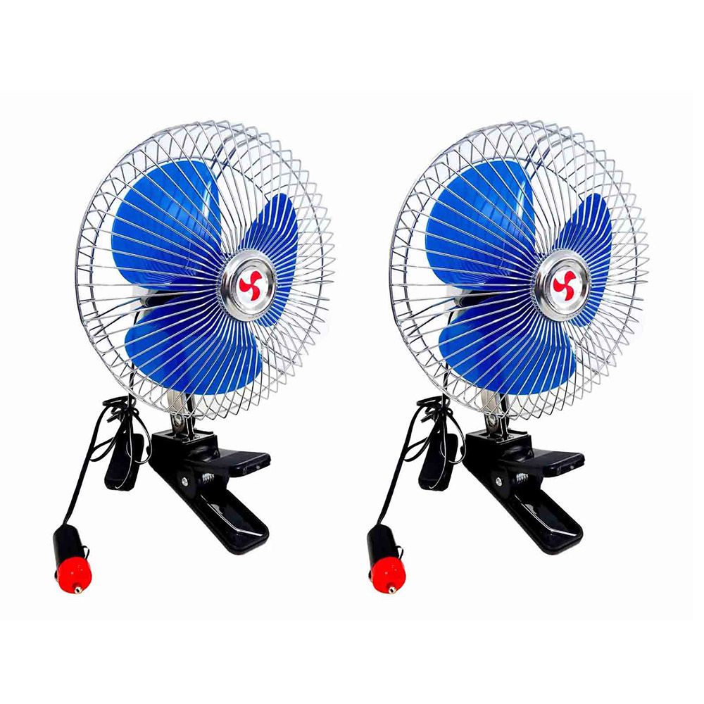 Jogo Kit de 2 Ventiladores Automotivos Carros Veiculos Vans Celta Mille Uno Ford Ka Lugatools 8 Polegadas 12v Resfriamento Conforto Viagem Acessório automotivo Verão