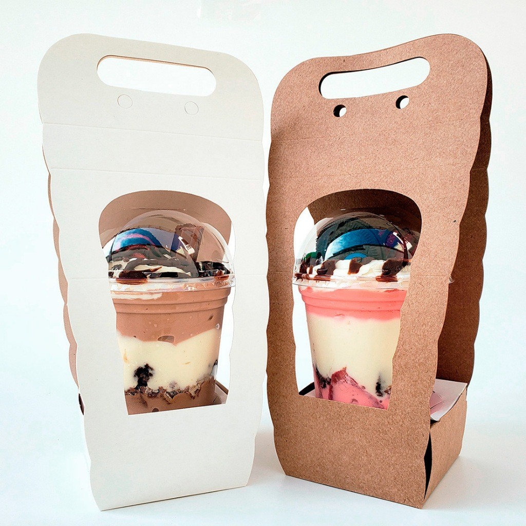 Caixas Para Copo Da Felicidade- lembrancinha- Branco e Kraft (330ml A 600ml) Com Berço