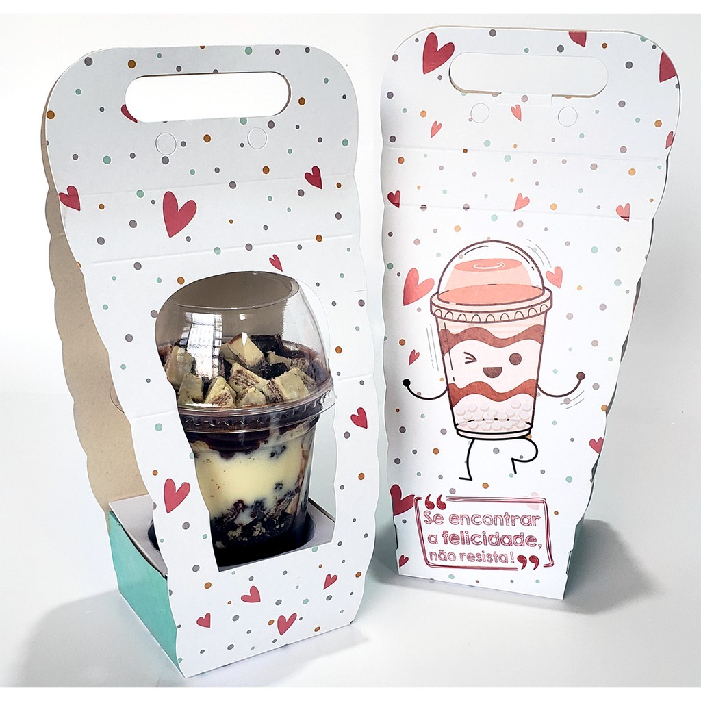 50 Caixas Para Copo Da Felicidade para lembrancinha (330ml A 600ml) Com Berço