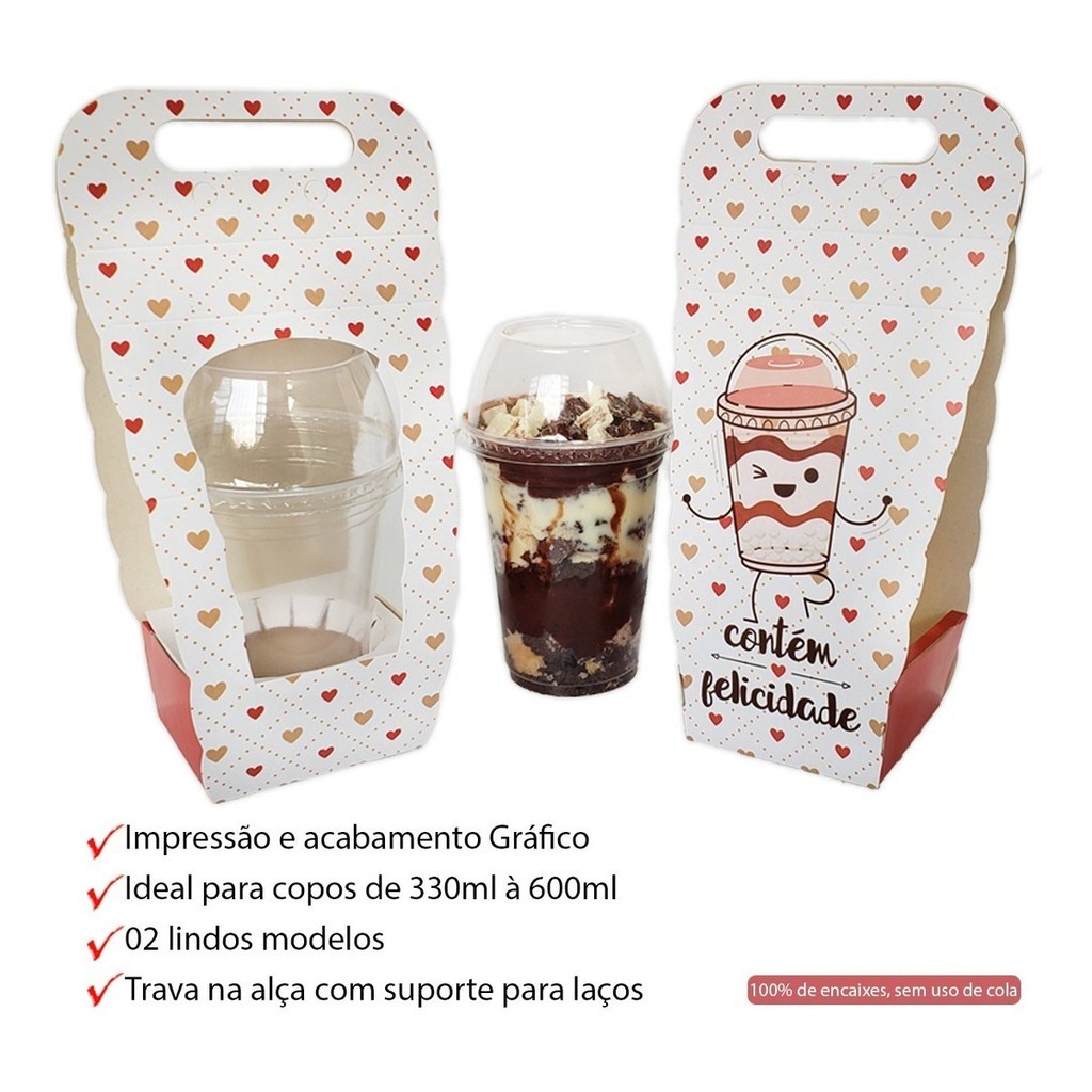 50 Caixas Para Copo Da Felicidade lembrancinha (330ml A 600ml) Grande