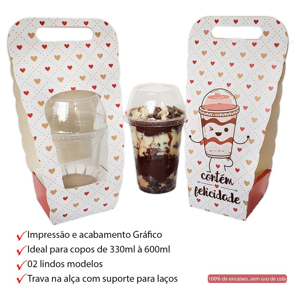 30 Caixas Para Copo Da Felicidade lembrancinha (330ml A 600ml) Com Berço