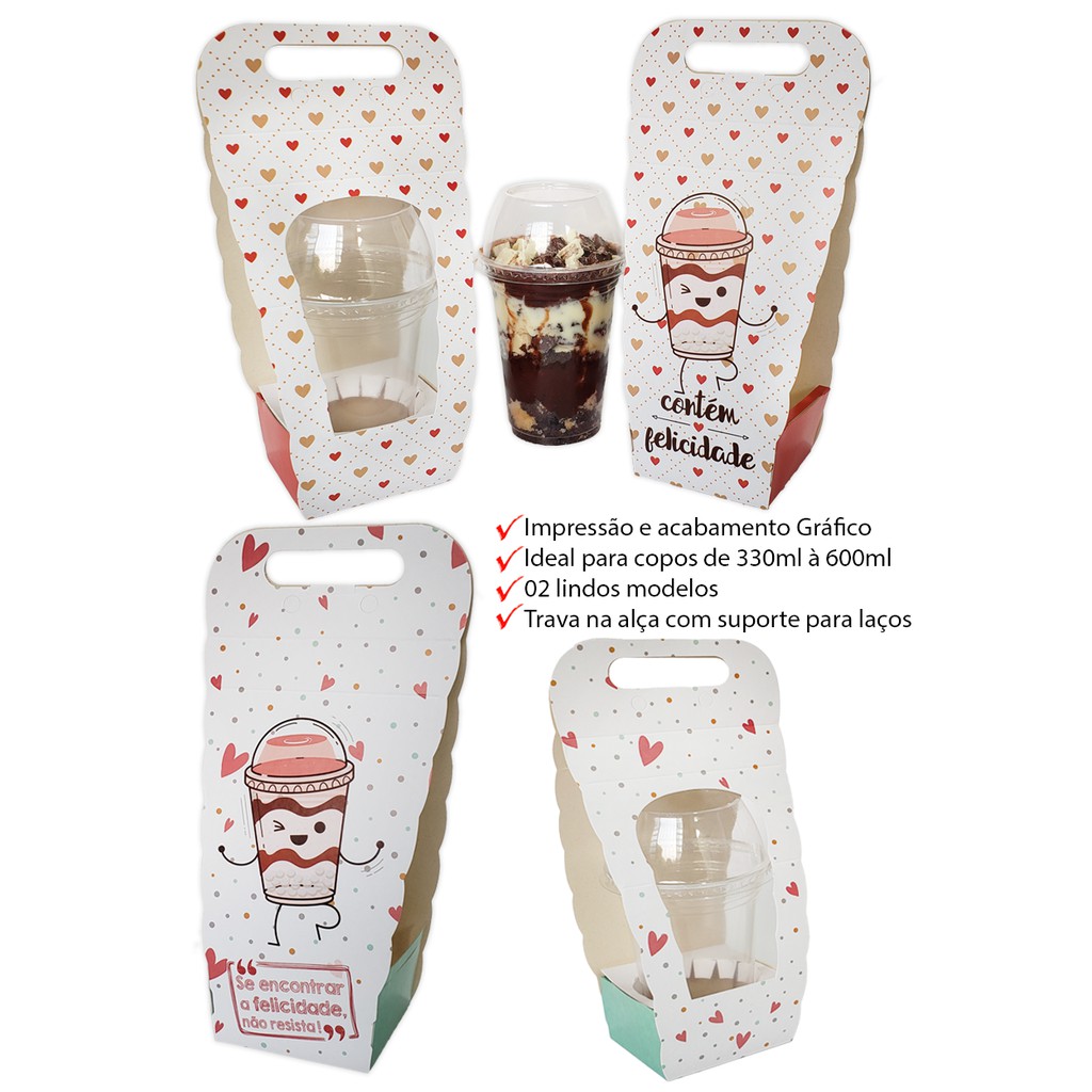 30 Caixas Para Copo Da Felicidade (330ml A 600ml) Com Berço - Profissional, envio Imediato.
