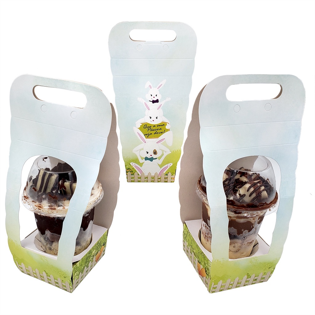 10 Caixas Embalagem Suporte para Copo Bolha de 300 ml até 600ml Especial de Páscoa 2024
