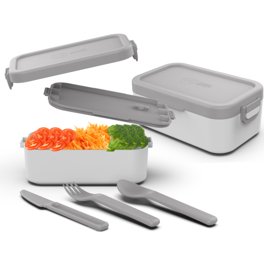 Bento Box 2 Unidades 600ml Cinza Marmita Pote Trabalho