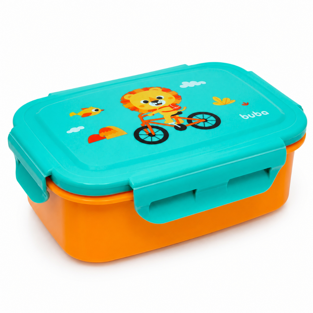 Bento Box Buba Zoo Leão 600ml Inox Antivazamento Infantil
