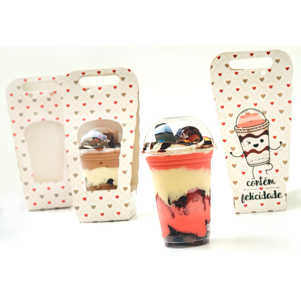 KIT COM 15 - CAIXA SUPORTE PRESENTE PARA COPO DA FELICIDADE DE 330ML ATÉ 600ML - CONTÉM FELICIDADE .