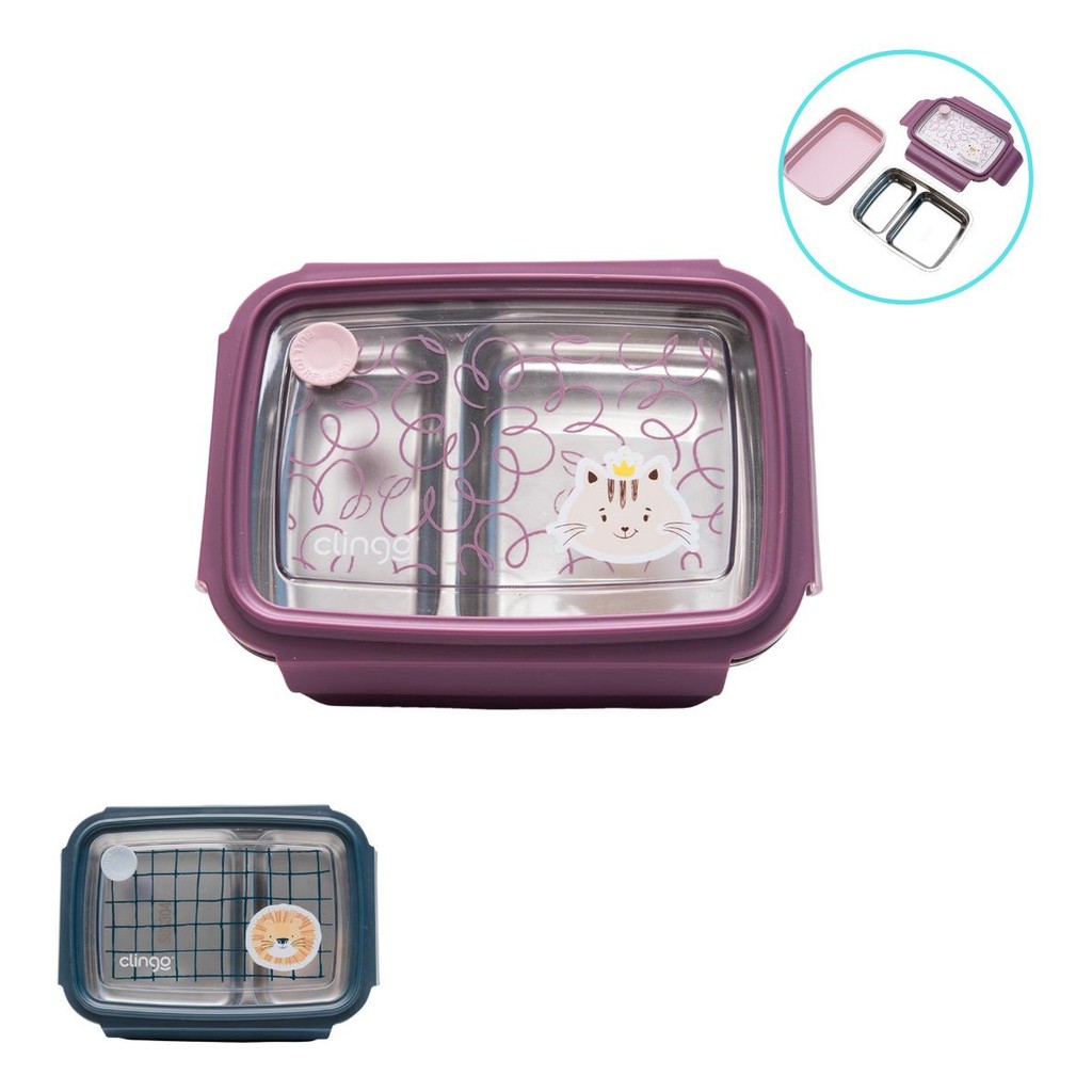 Lancheira Bentô Box Clingo Potinho Inox para marmita passeio 600ml