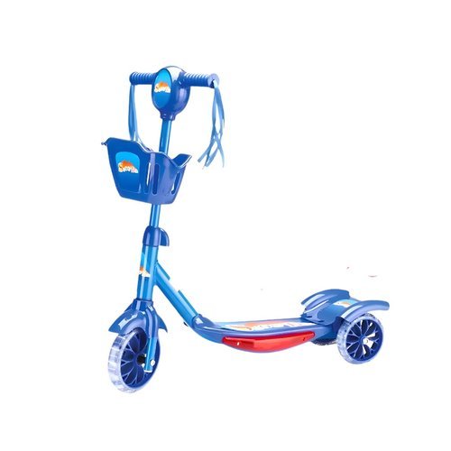 Patinete 3 Rodas Infantil Dobrável com Som e Luz - Azul