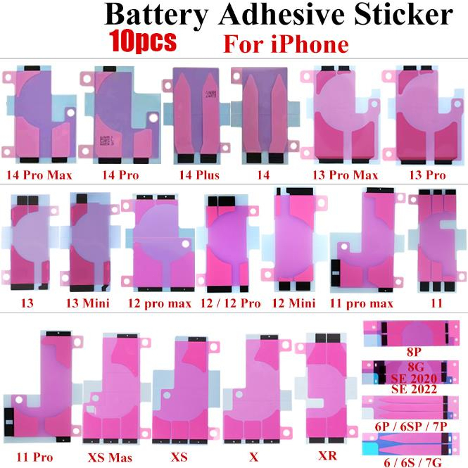 10Pcs Adesivo De Bateria Para iPhone 11 12 XS 13 Pro Max XR 6 6S 7 8 Plus 3M Fita Dupla Pull Trip Cola