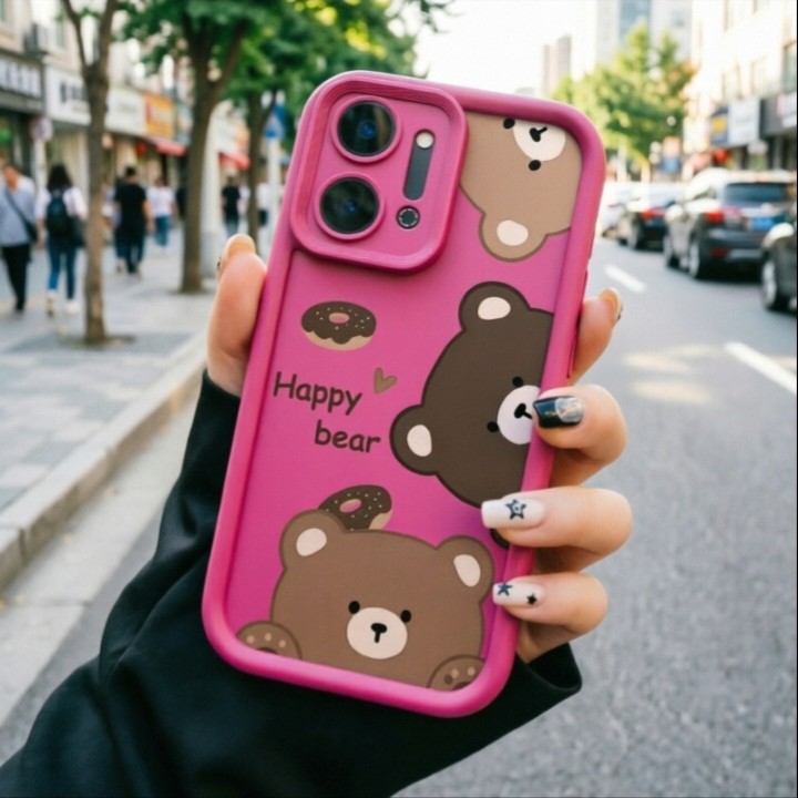 Capa OPPO Reno 15F 15 15 Pro 15 Pro Max 14F 14 14 Pro 13F 13 13 Pro Cartoon Happy urso caixa de telefone celular