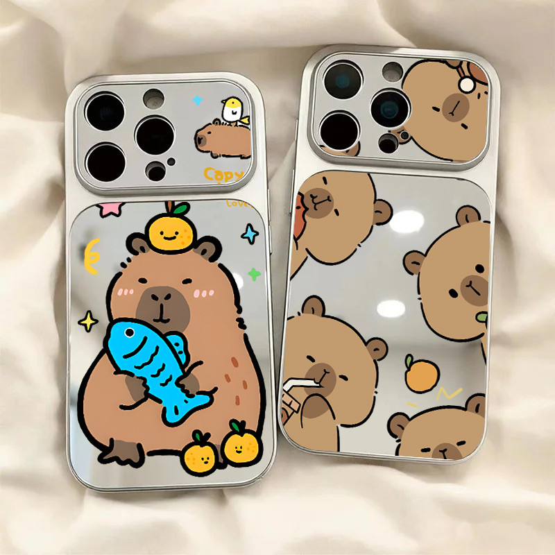 Bonito Dos Desenhos Animados Capivara Espelho Caso De Telefone Para OPPO Reno 16 15 14 12 11 Pro 16F 15F 14F 13F 12F 11F