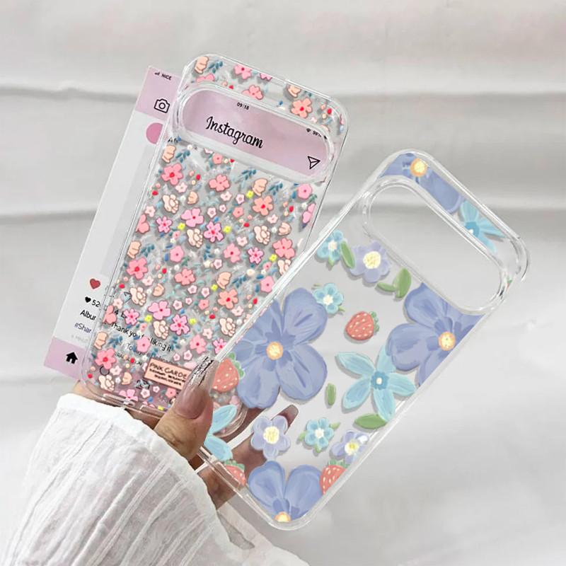 Primavera Flores Caso De Telefone Para RENO 15 16 Pro 14 13 12 16F 15F 14F 13F 12F Silicone Macio Transparente Capa