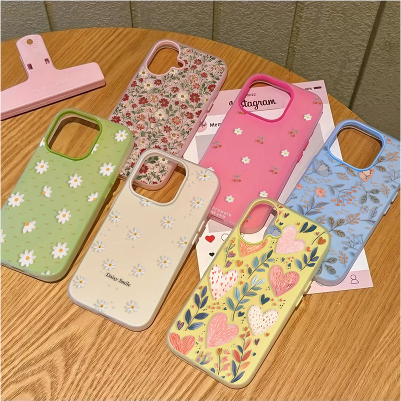 Margaridas Padrão Floral Embalagem Para RENO 16F 16 15 Pro Max 14 13 15F 14F 13F Caso De Telefone Macio 2 Em 1 Doce Cor