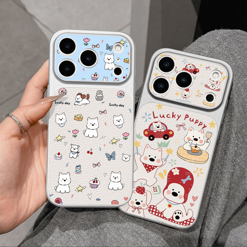 Capa De Couro Kawaii White Westie Puppy Para Reno 16 15 PRO Max 14 13 12 11 16F 15F 14F 13F 12F 11F OPPO A6S A6C A6X A5X