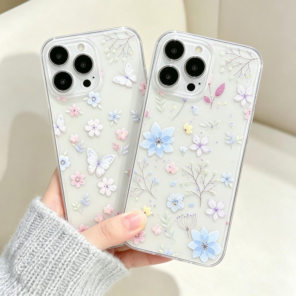 Azul Rosa Pequenas Flores Borboleta Capa Transparente Para OPPO Reno 16f 15F 14F 13f 12F 16 15 14 13 Pro A6 5G Caixa De
