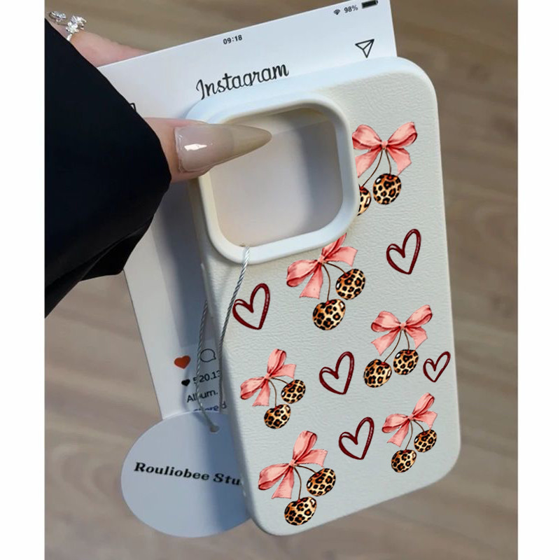 Capa Clássica Com Estampa De Leopardo Cereja Amor Para Reno 16F 15F 16 15 PRO 14 13 12 Plus 14F 13F A6 A5 OPPO A6X A6C A