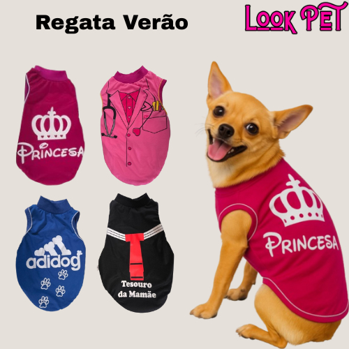 Regata Pet Cão Gato Roupinha Calor Roupa Para Cachorro Verão Cor e Estampas Variadas.