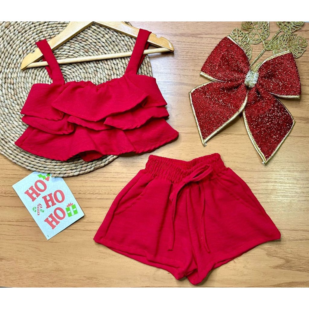 Conjunto Infantil Menina Cropedd Verão Calor Varias Cores