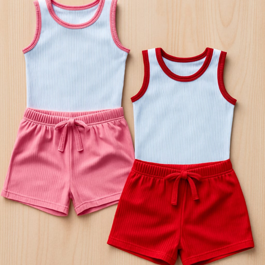 Conjunto verão menina blogueirinha calor infantil Blusa Regata + Shorts CORES SORTIDAS