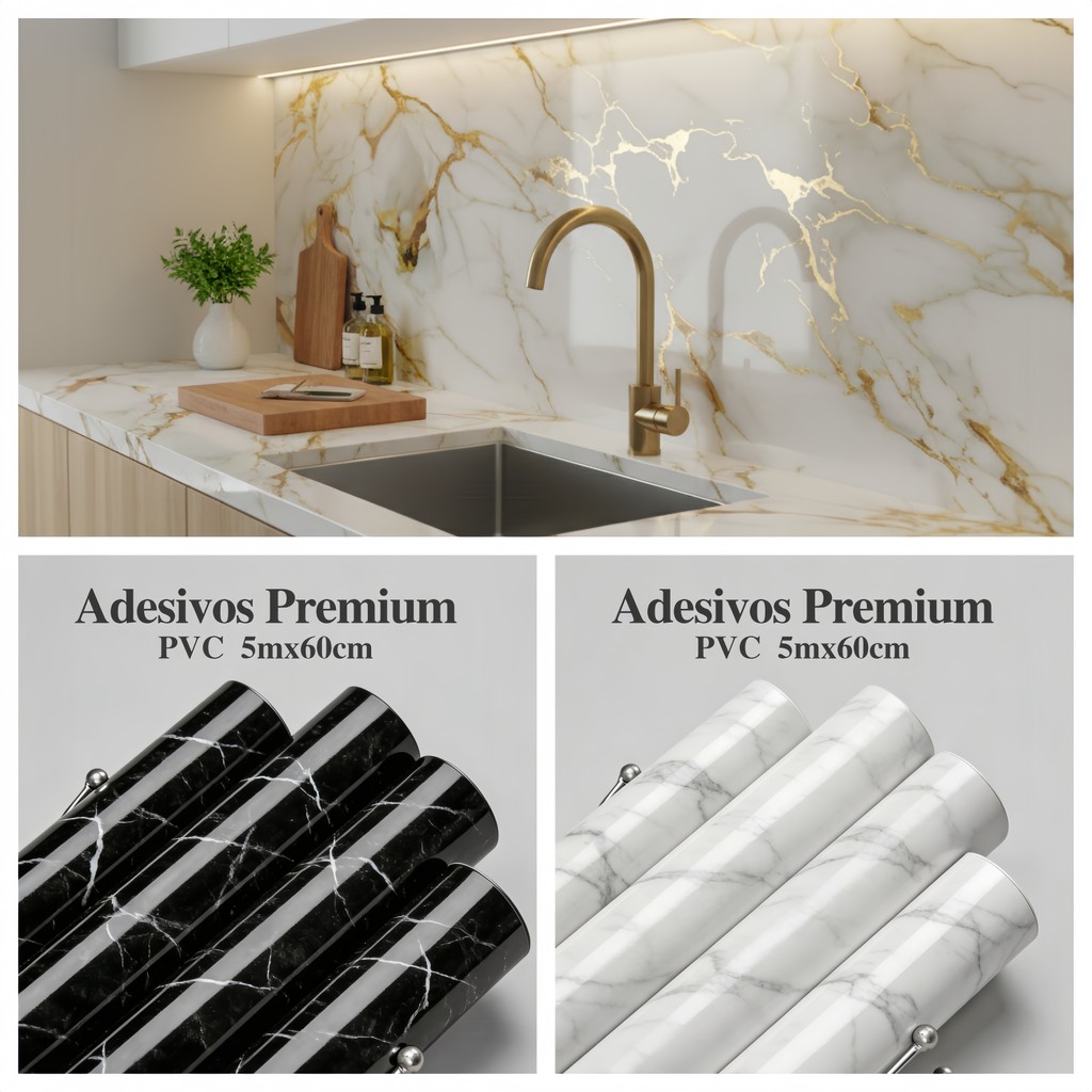 Papel Adesivo 3D Mármore 11 Cores Premium Resistente Calor Óleo Fogo Removível Fácil para Cozinha Fogão e Móveis2M*60CM