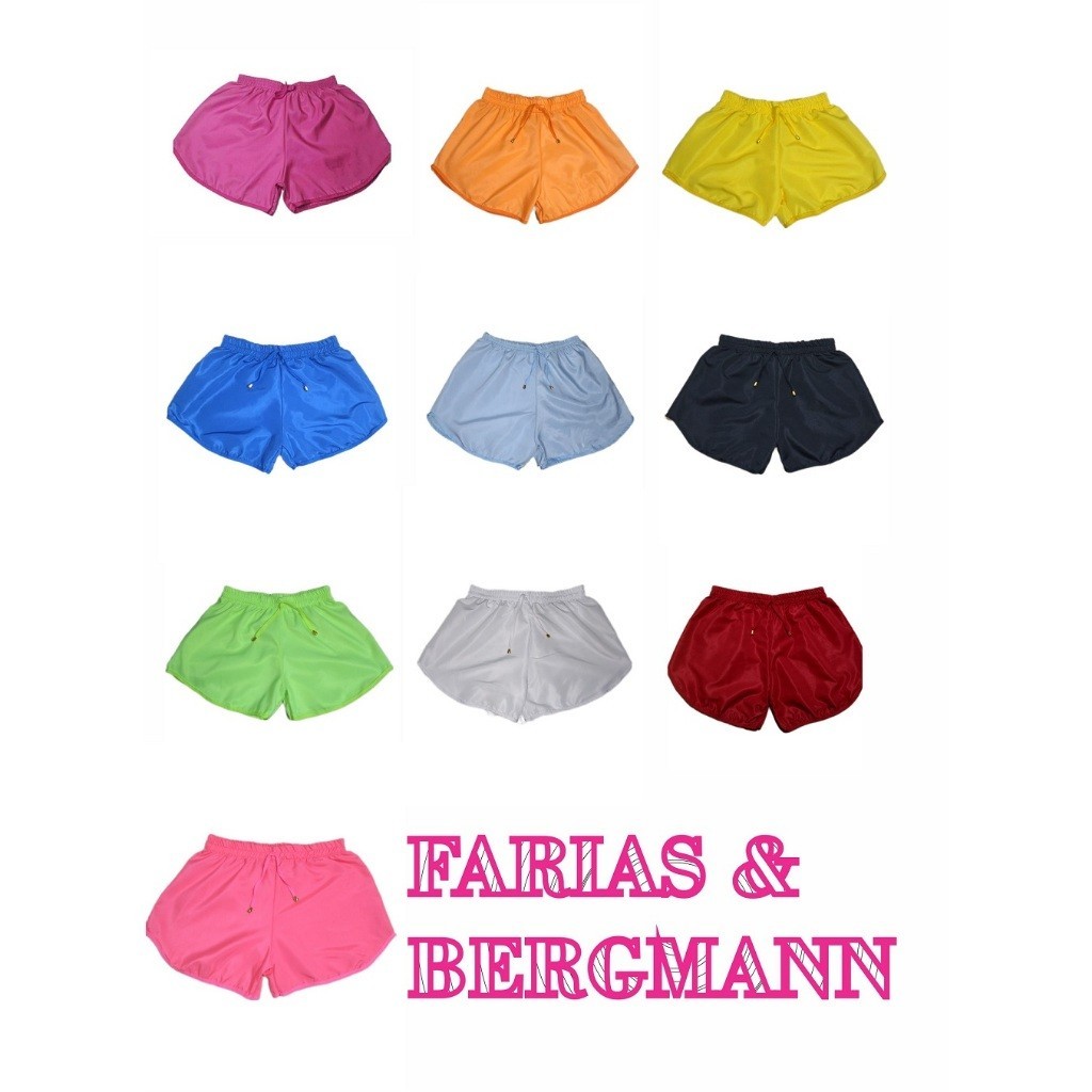 Shorts Infantil Feminino Tactel Muitas Cores Leve Soltinho Esporte Verão Praia Piscina Calor Todos