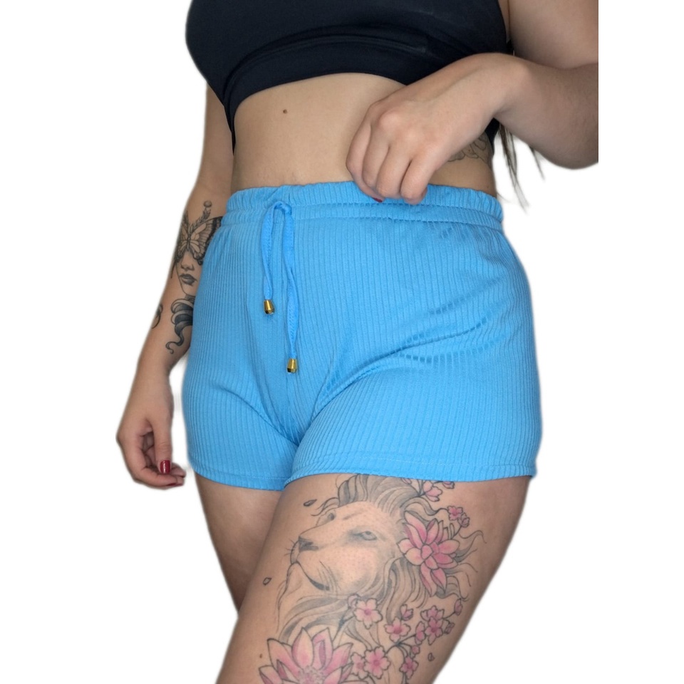 Shorts Canelado Curto Confortável Varias Cores Caminhada/Verão/Calor/Esportes/Modinha/Blogueirinha