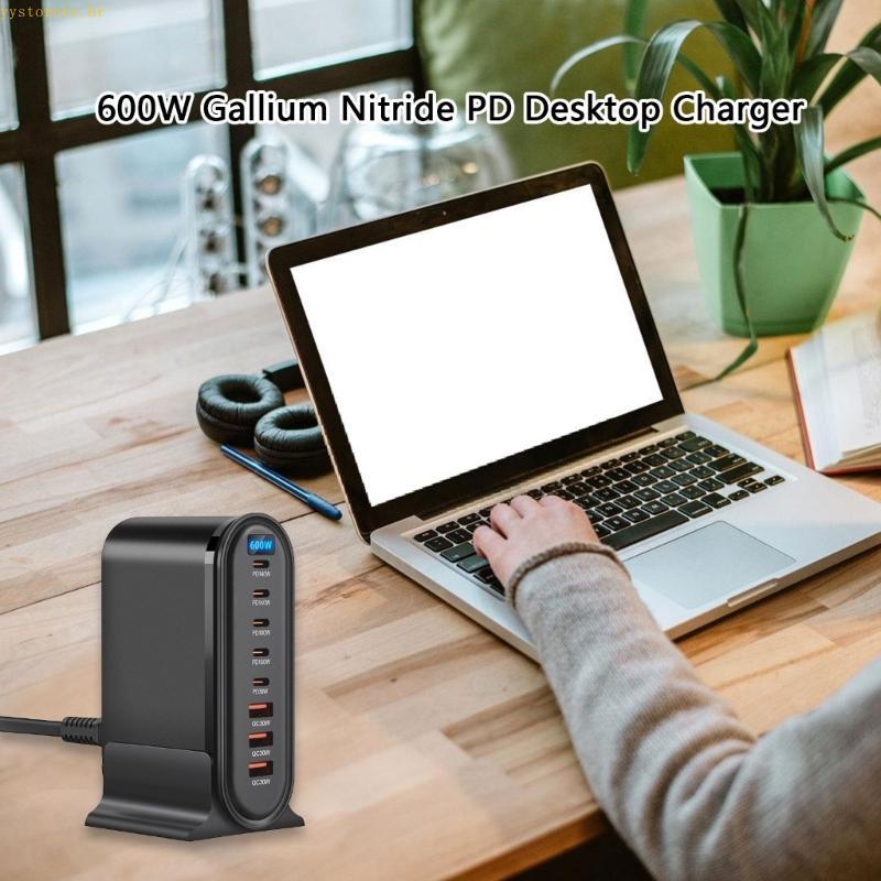 YYS 8Port USB C Charging Dock 600W Carregador Para Carregamento Eficiente Dispositivos