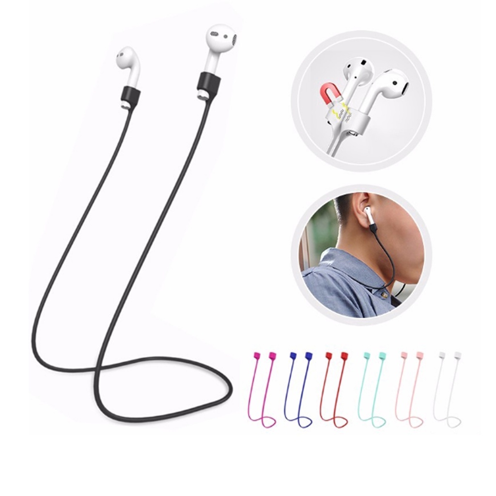 Kit 2 Fios Fone Ouvido in-ear Sem fio Compatível com AirPods 1 2 3 Cordinha Magnética Anti Queda