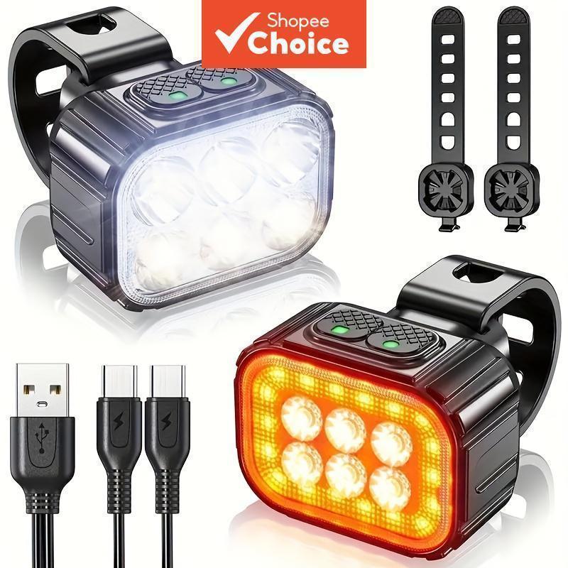 Luzes de bicicleta, luzes LED frontais e traseiras para bicicleta, lanterna, luzes de bicicleta recarregáveis,