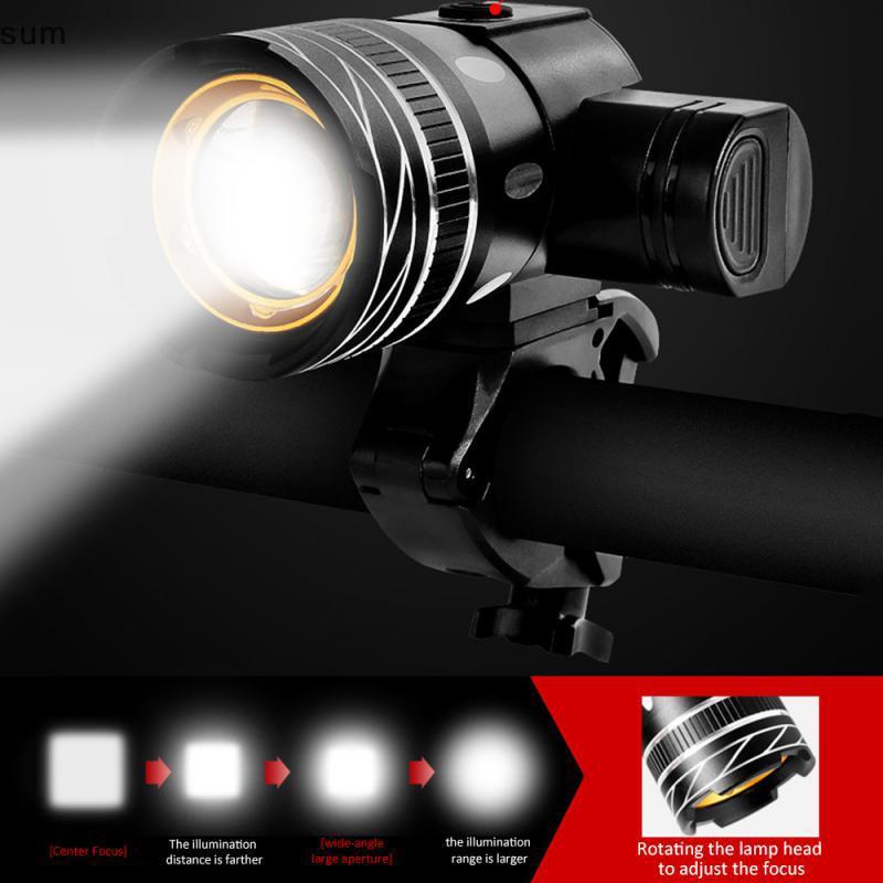 [sum] Nova Luz Frontal De Bicicleta LED Lanterna Recarregável USB 2400mAh Para Zoom Farol De Ciclismo Acessórios BR