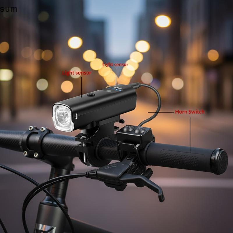 [sum] Luz Inteligente Para Bicicleta À Prova De Chuva USB LED 1500/2000mAh Farol Frontal Lanterna Ciclismo Acessórios De