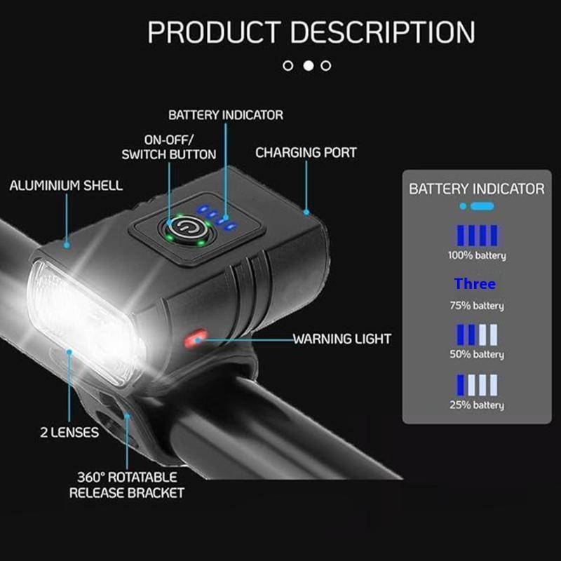 [Luckybaby-t] LED Luz De Bicicleta Frontal Portátil USB Recarregável À Prova D'água Lanterna Noturna Acessórios De Equit