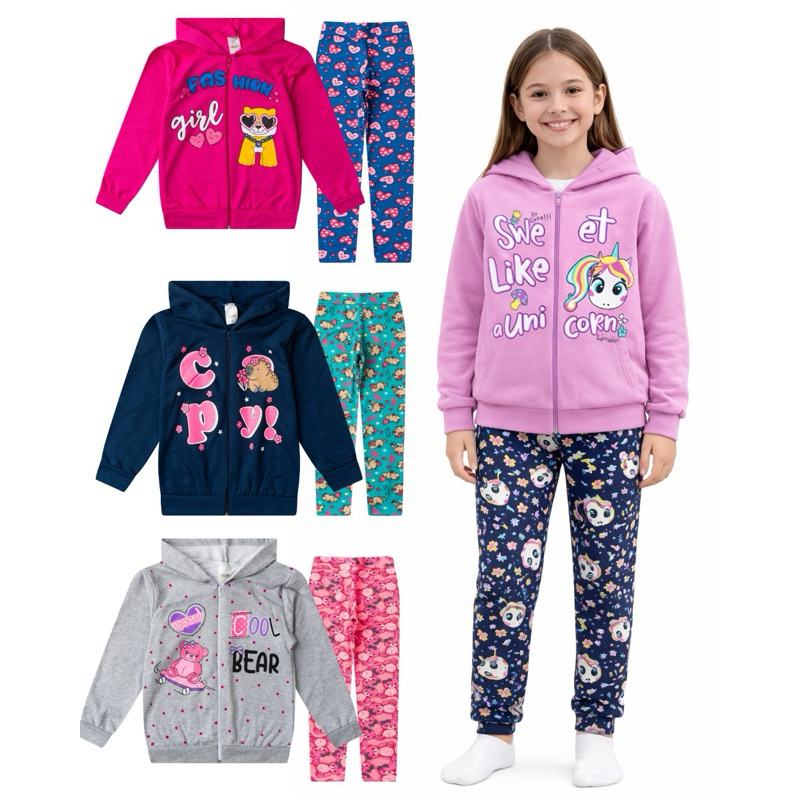 Conjuntos Infantil Menina Moletom com legging 
