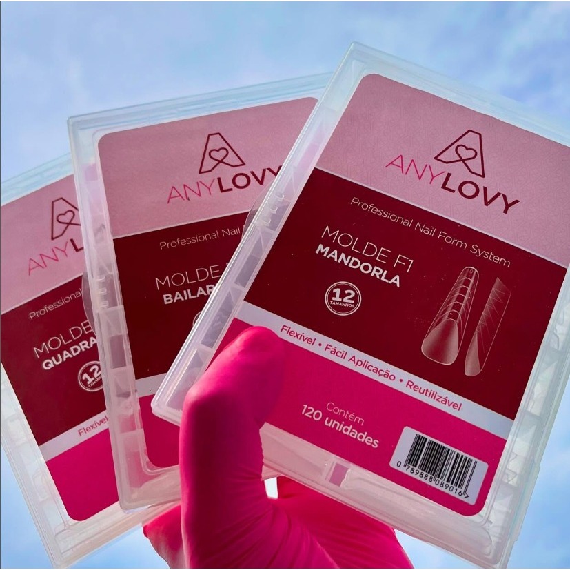 ANY LOVY - Molde F1 para Unhas – Bailarina / Quadrada / Mandorla / Francesa Reversa