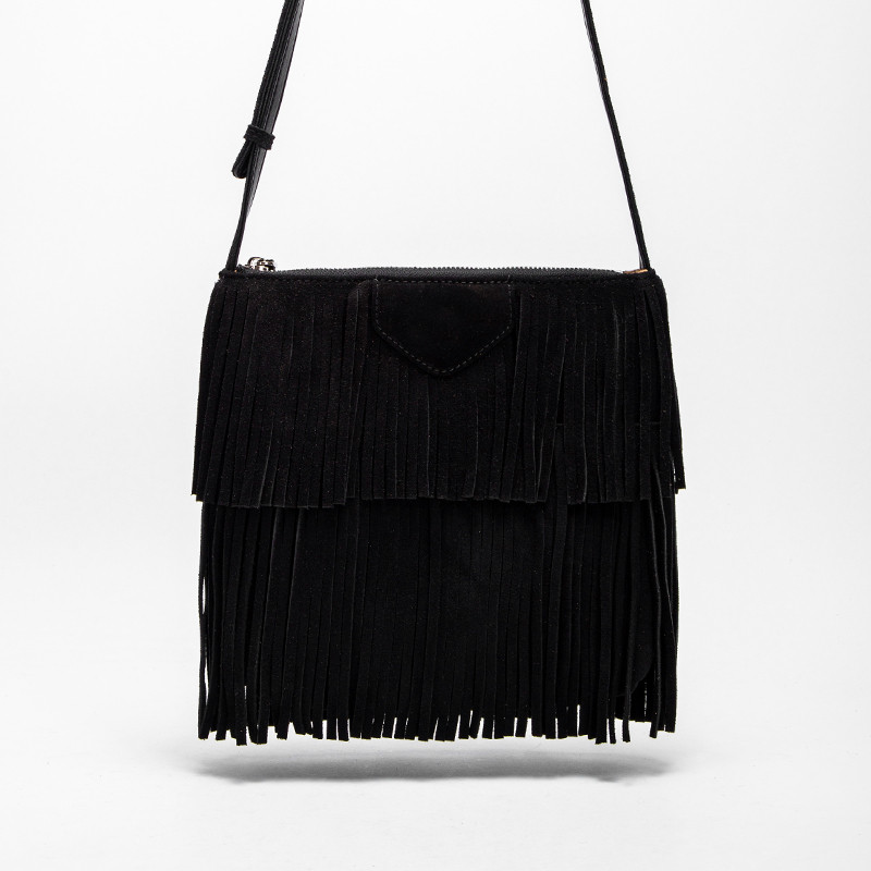 CHW Bolsa De Ombro Feminina 2026 Novo Estilo Feminino Preto Borla Saco De Alta Qualidade Vaca Reversa Veludo Crossbody
