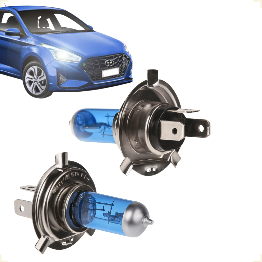 Par de Lâmpada Halógena Kit Conector H4 Forte Biodo de Carro Farol Alto e Baixo Moto Universal