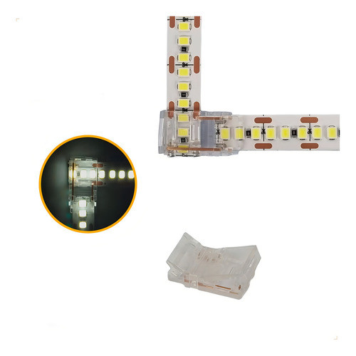 Kit 5 Emenda L Conector Sem Solda P/ Fita Led 10mm Cor Transparente