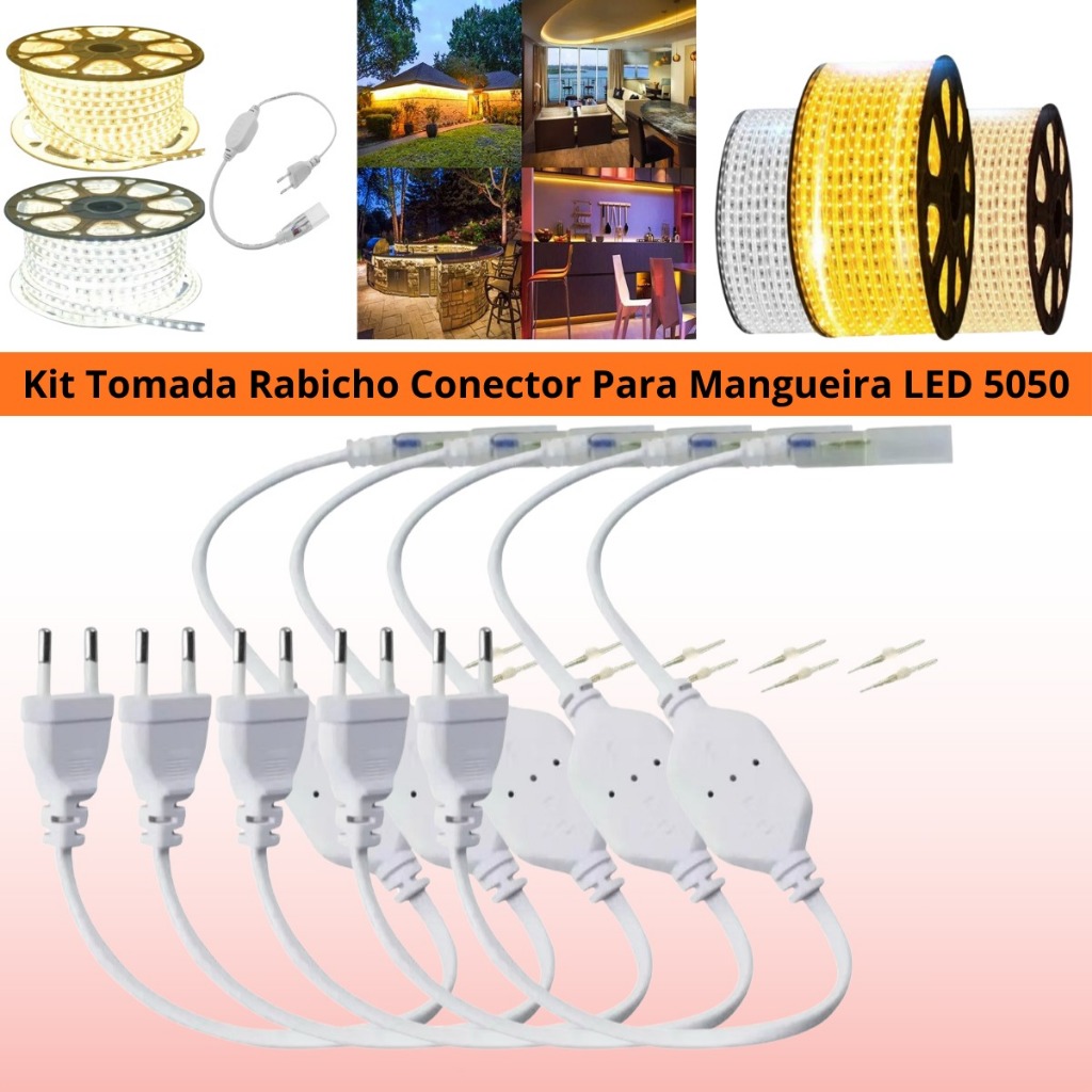 Rabicho Adaptador Conector Fita 5050 Mangueira Led 110v 220v