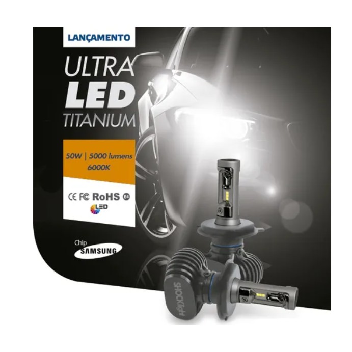 Ultra Led Titanium Shocklight 5000 Lumêns 6000kelvins 50wats - Conector H27